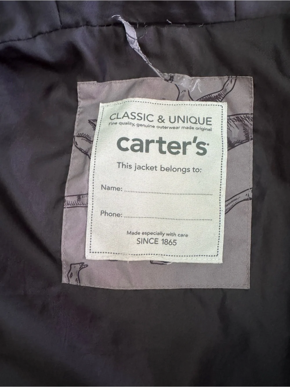 Carter's Light Gray Dinosaur Hooded Puffer Jacket